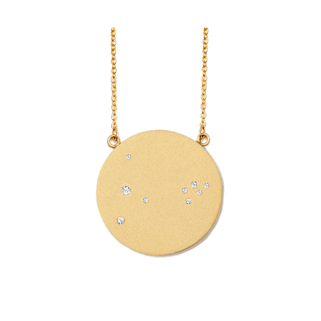 Pisces Constellation Necklace in Yellow Gold, satin finish