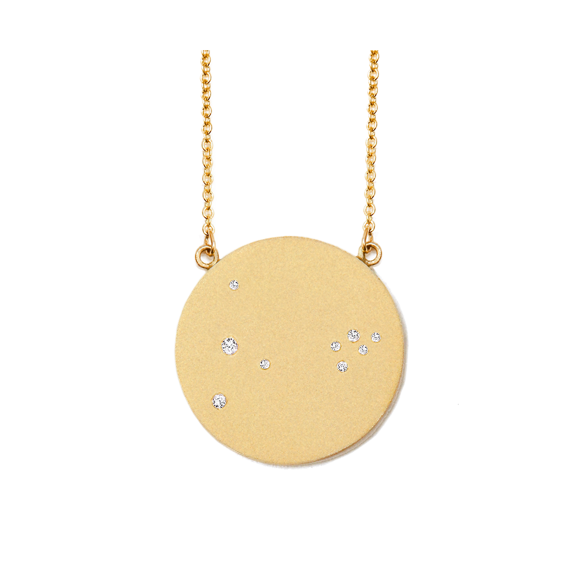 Pisces Constellation Necklace in Yellow Gold, satin finish