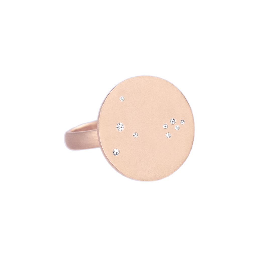 Pisces Constellation Ring in Rose Gold, satin finish