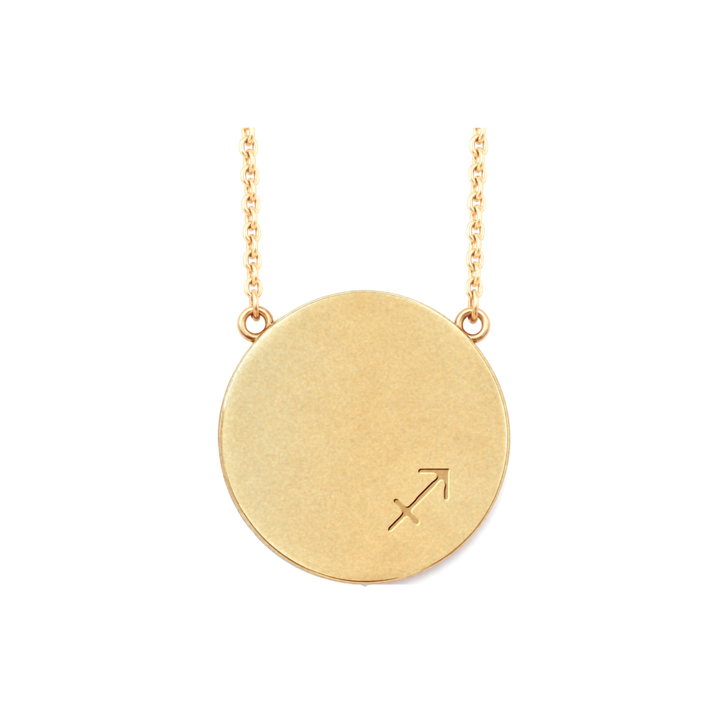 Sagittarius Constellation Necklace, back: engraved with the Sagittarius sign