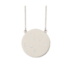 Sagittarius Constellation Necklace in White Gold, satin finish