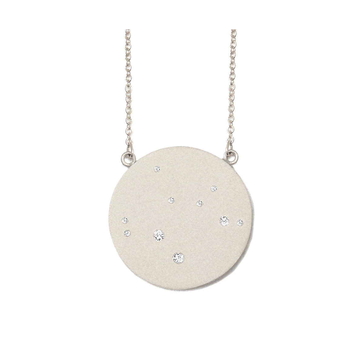 Sagittarius Constellation Necklace in White Gold, satin finish
