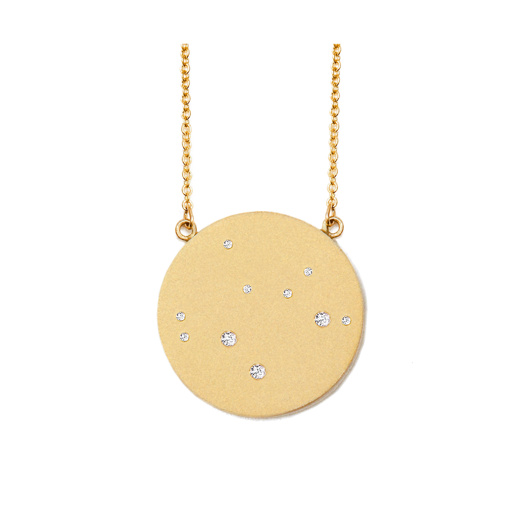 Sagittarius Constellation Necklace in Yellow Gold, satin finish