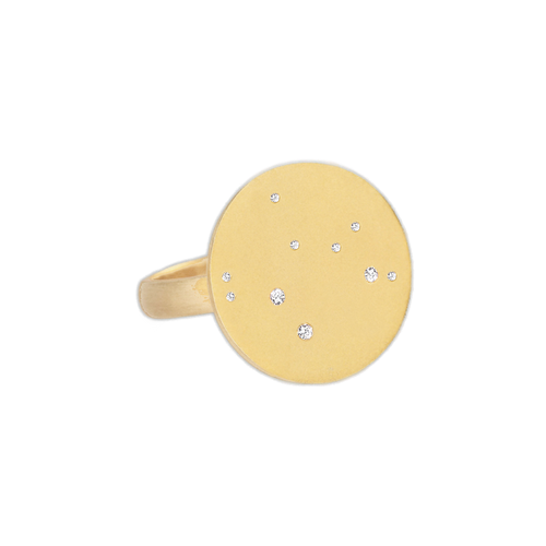 Sagittarius Constellation Ring in Yellow Gold, satin finish
