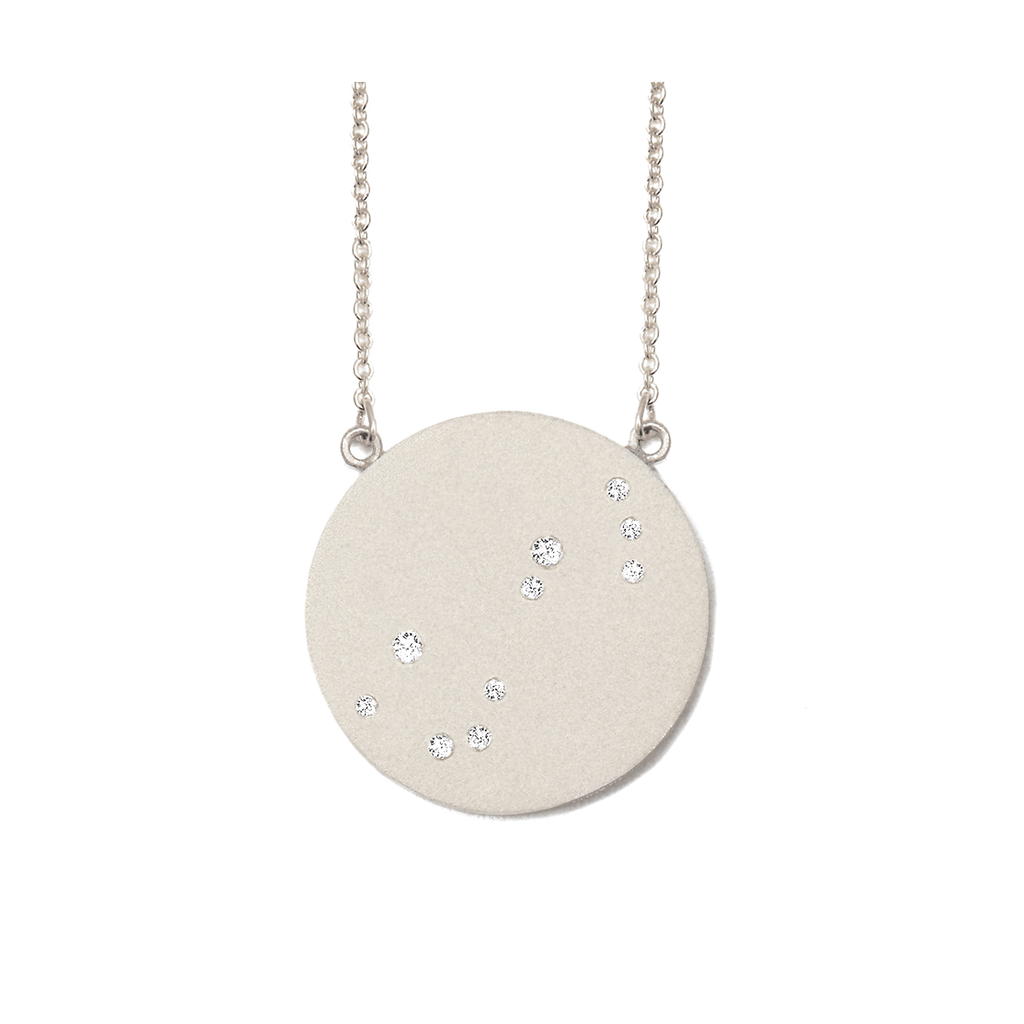 Scorpio Constellation Necklace in White Gold, satin finish