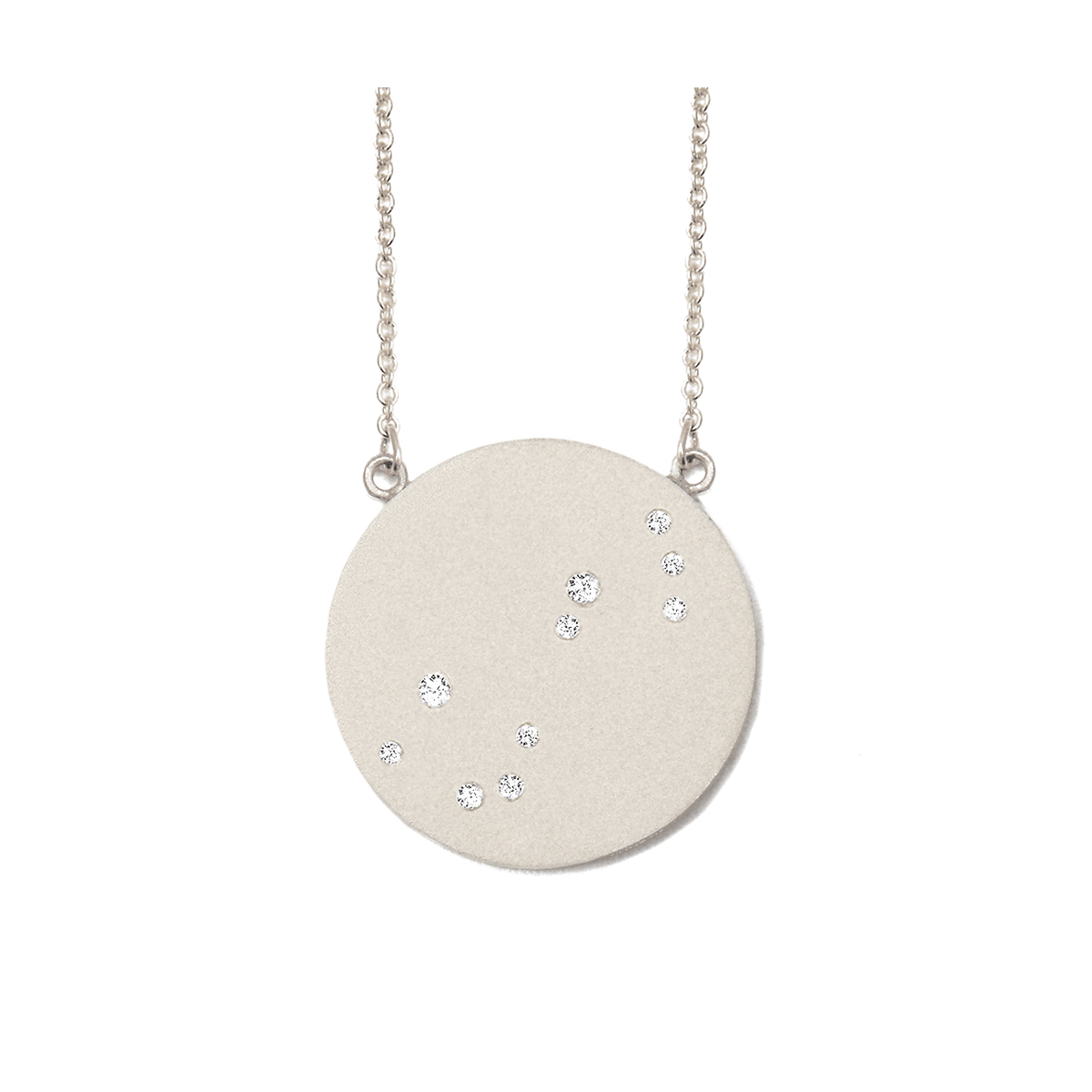 Scorpio Constellation Necklace in White Gold, satin finish