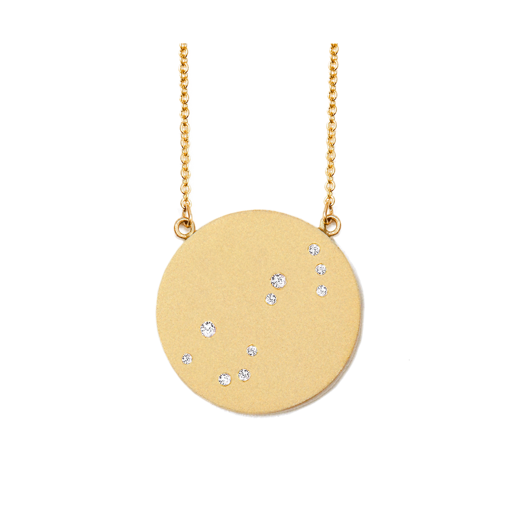 Scorpio Constellation Necklace in Yellow Gold, satin finish
