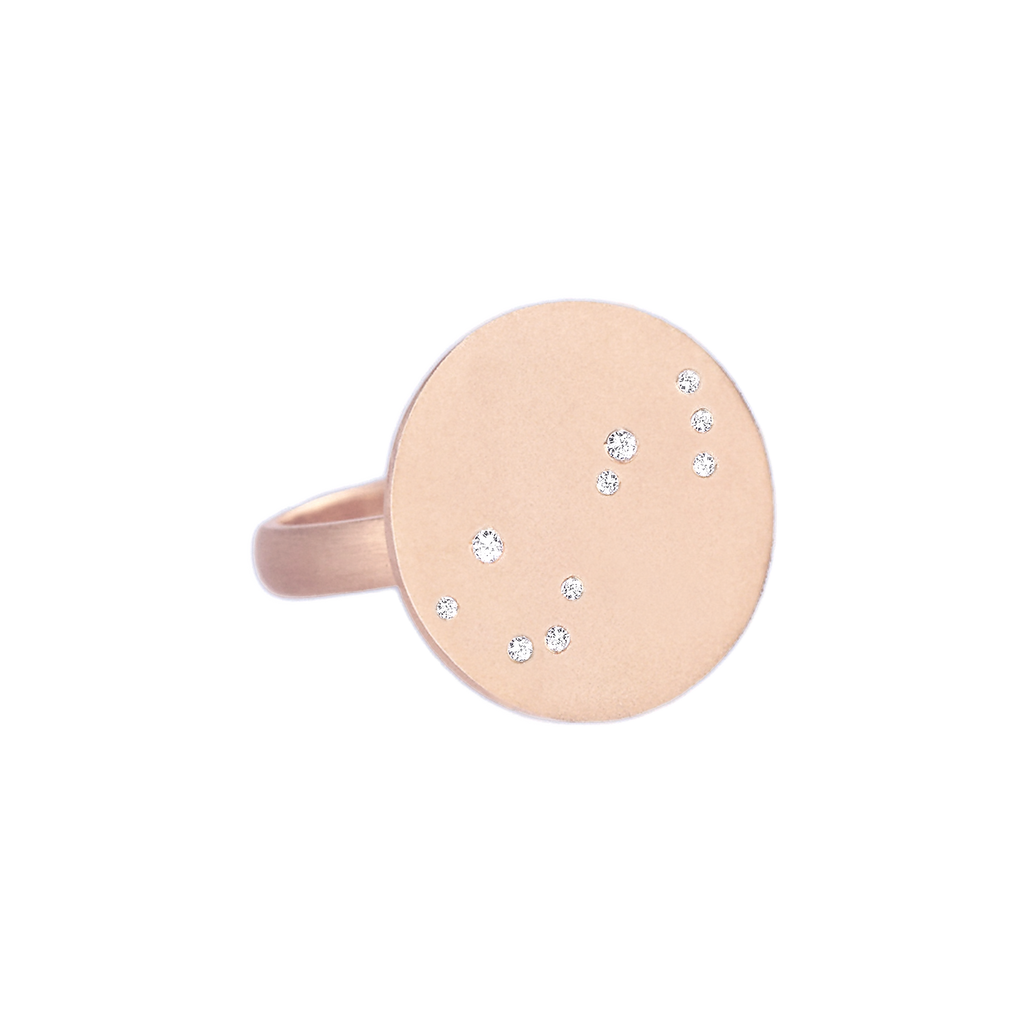 Scorpio Constellation Ring in Rose Gold, satin finish