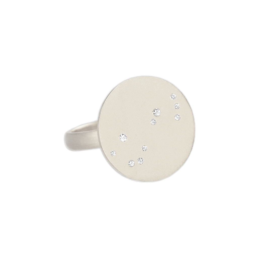 Scorpio Constellation Ring in White Gold, satin finish
