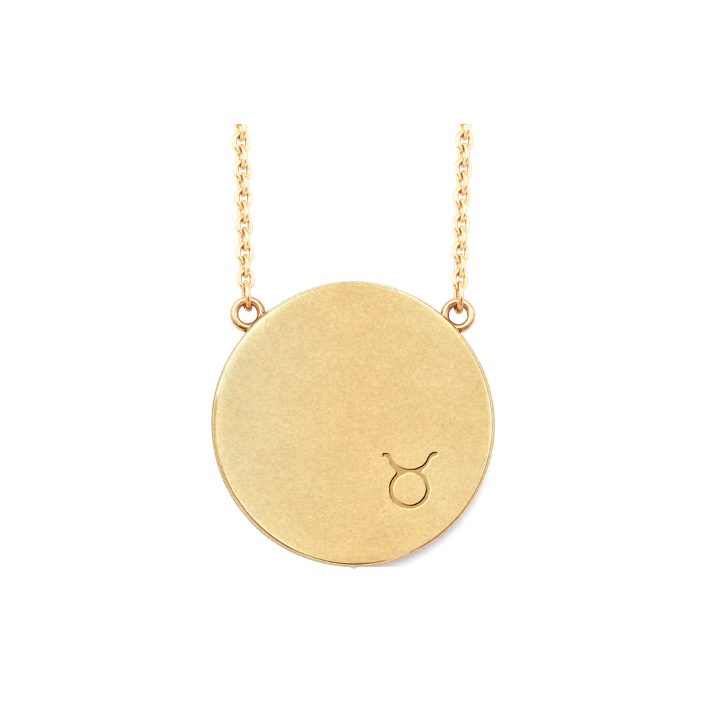 Taurus Constellation Necklace, back: engraved with the Taurus sign