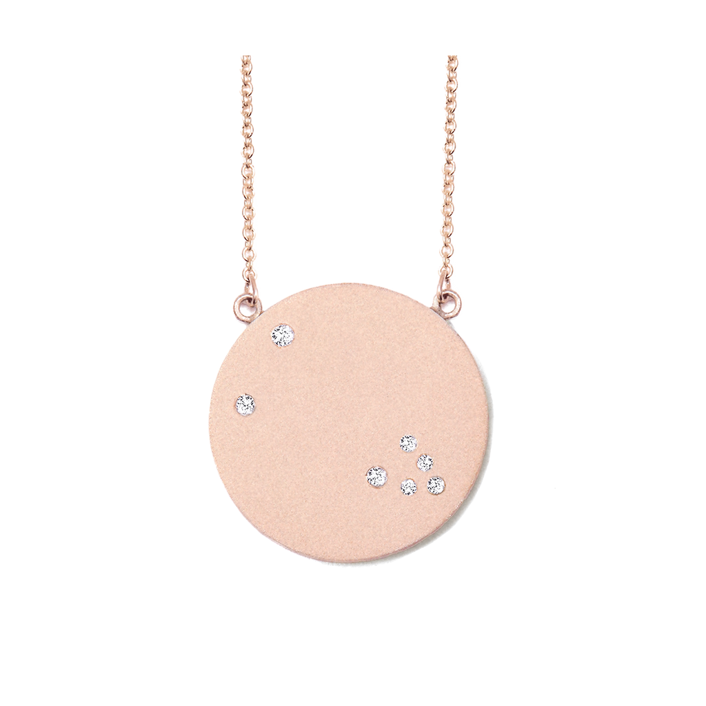 Taurus Constellation Necklace in Rose Gold, satin finish