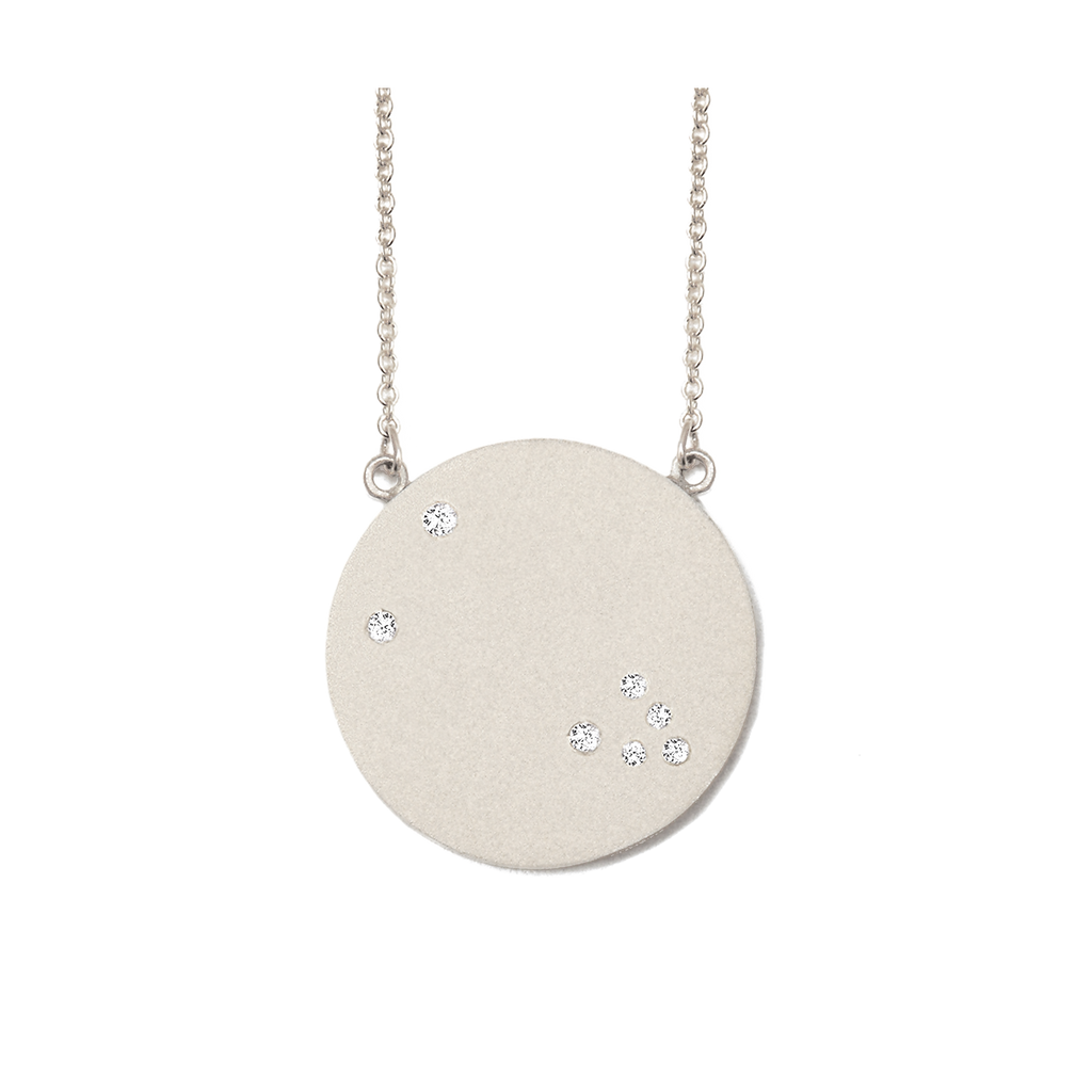 Taurus Constellation Necklace in White Gold, satin finish