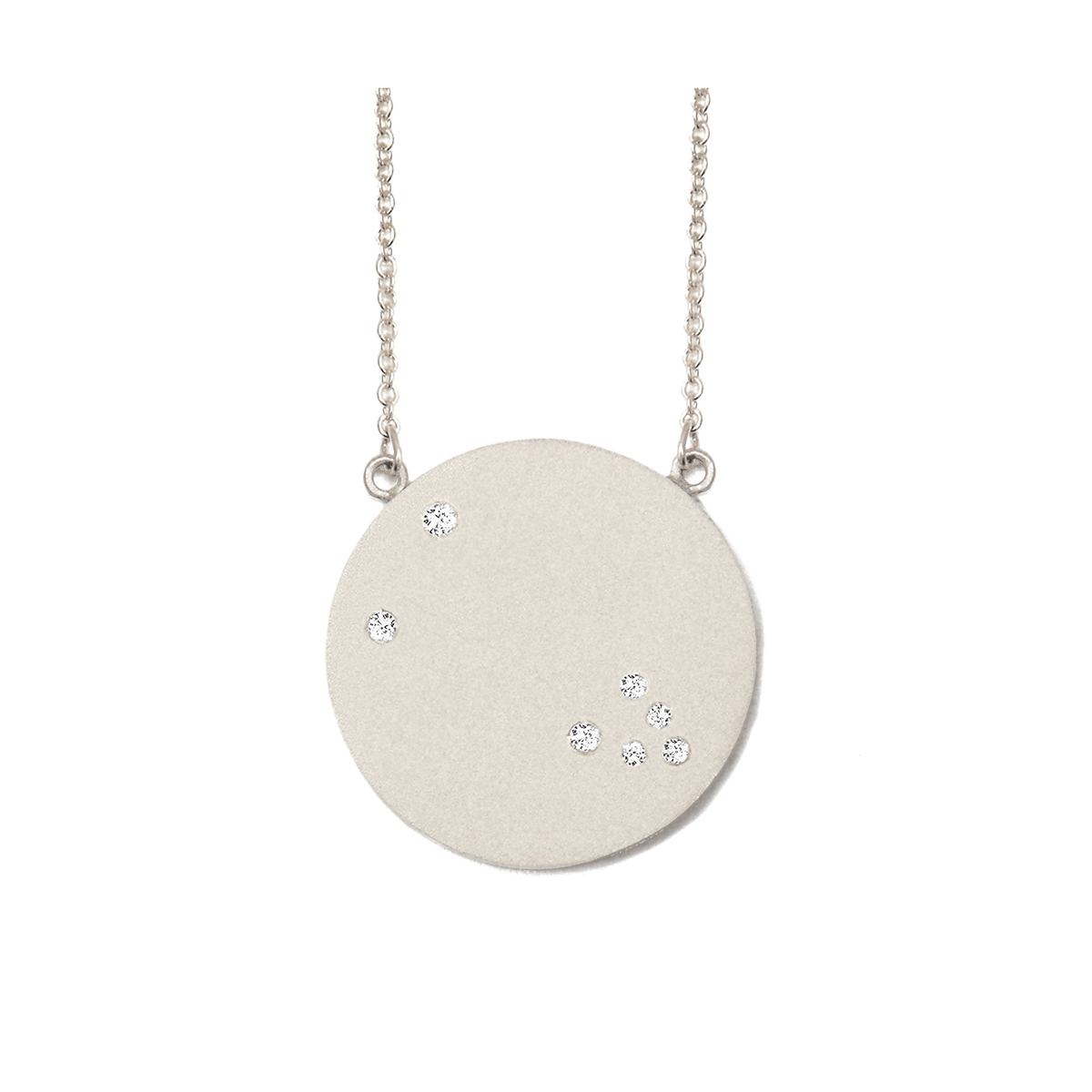 Taurus Constellation Necklace in White Gold, satin finish