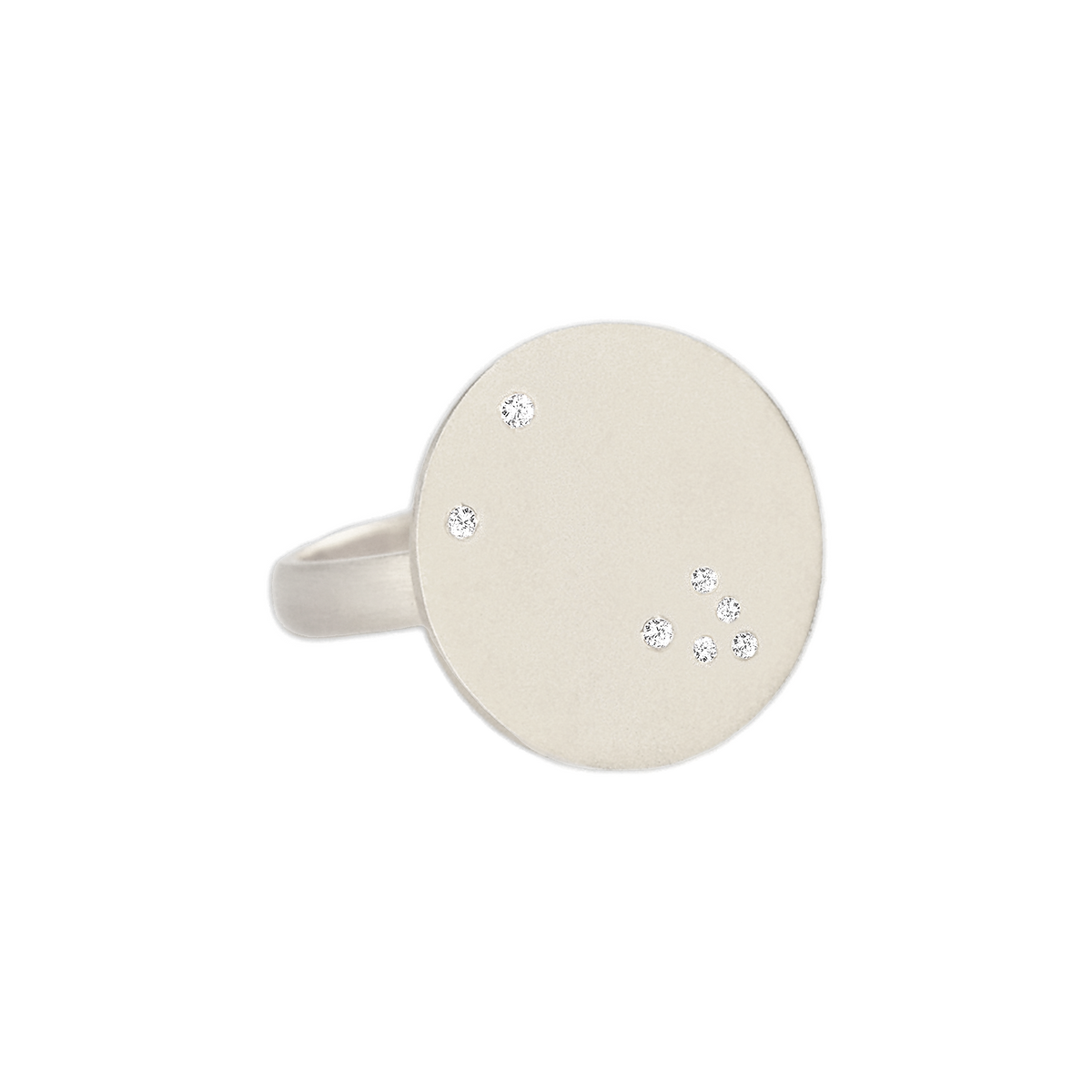 Taurus Constellation Ring in White Gold, satin finish