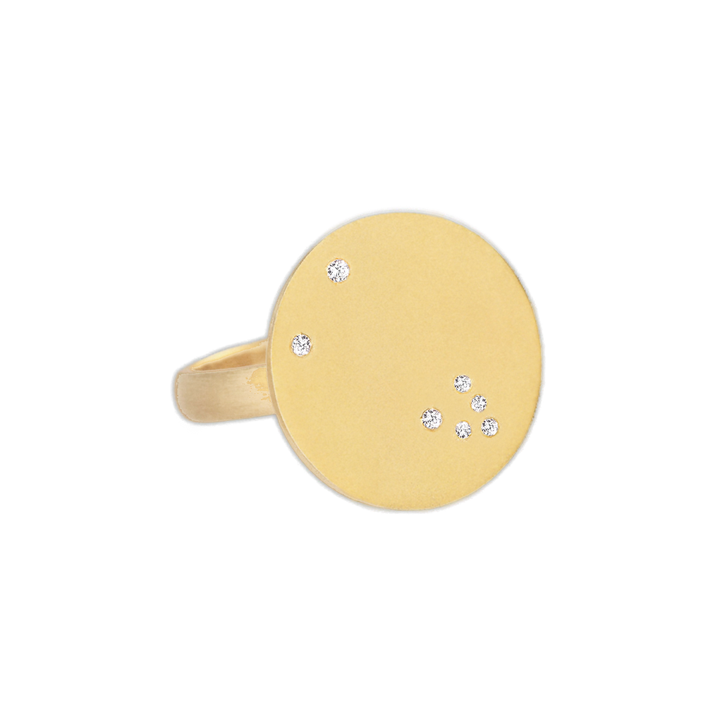 Taurus Constellation Ring in Yellow Gold, satin finish