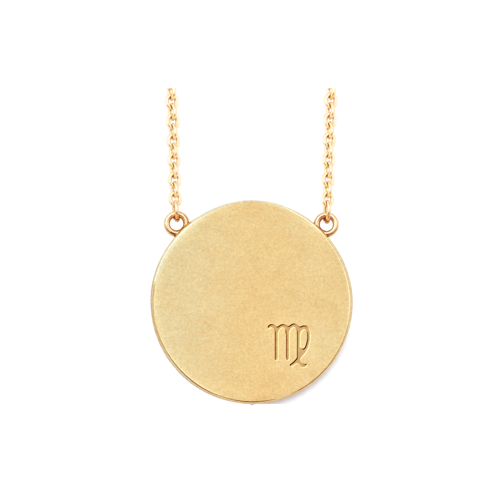 Virgo Constellation Necklace, back: engraved with the Virgo sign