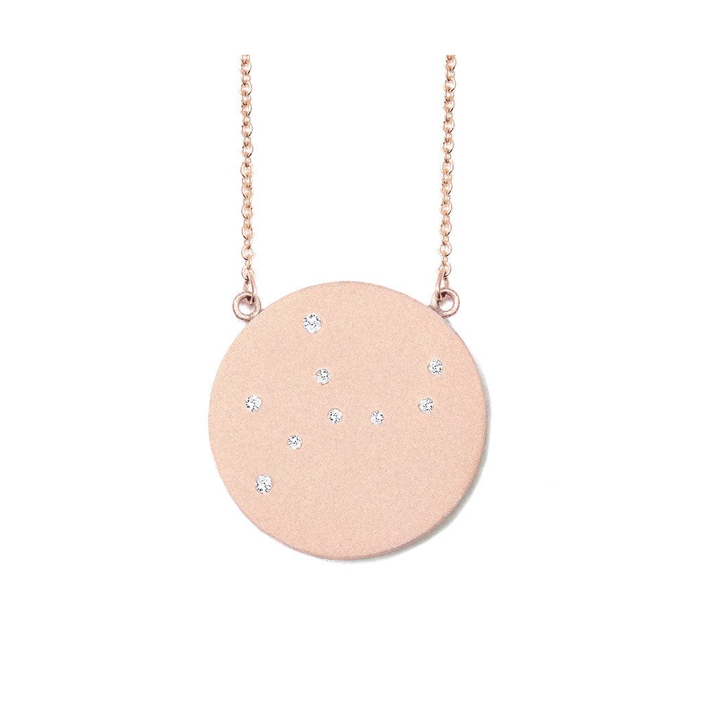 Virgo Constellation Necklace in Rose Gold, satin finish