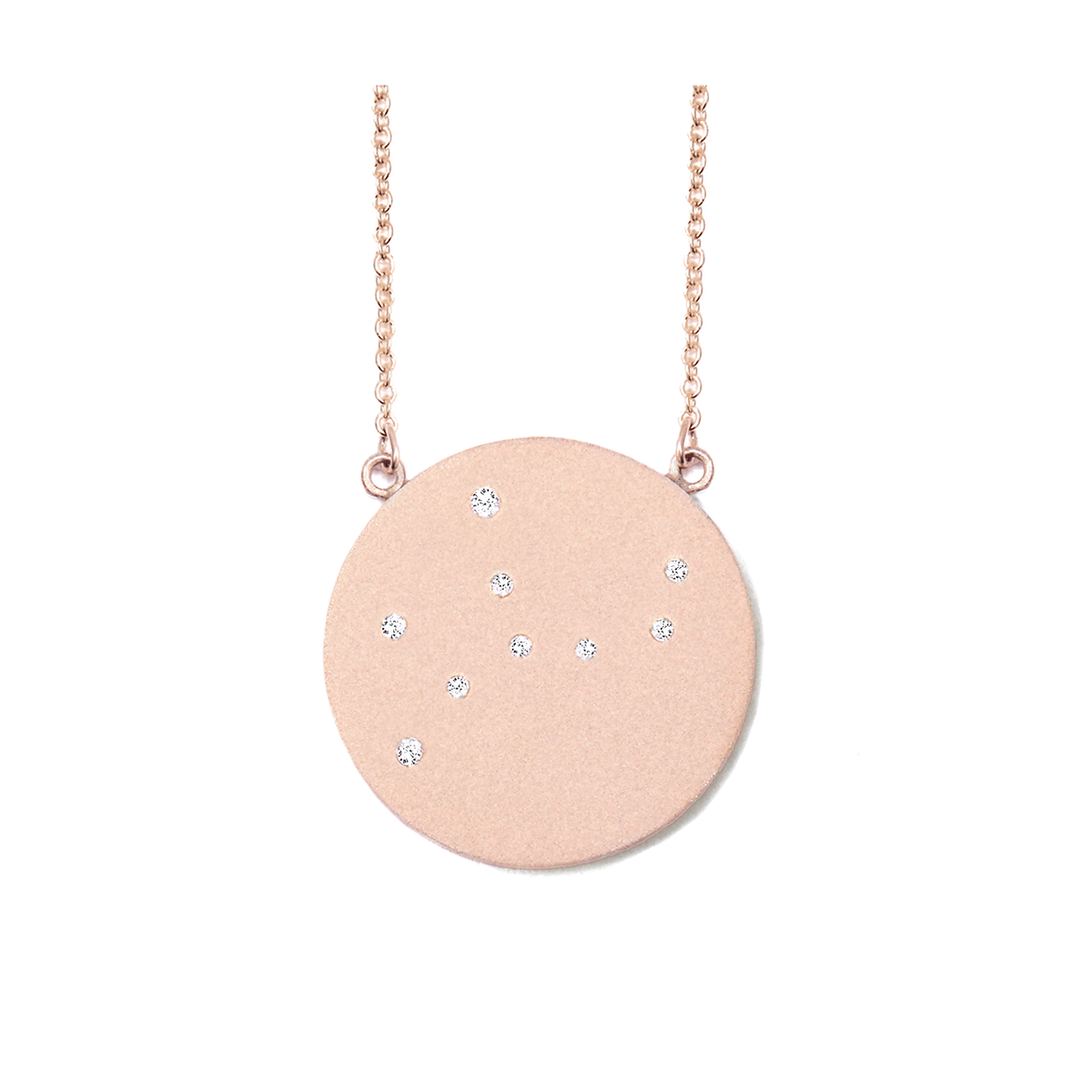 Virgo Constellation Necklace in Rose Gold, satin finish