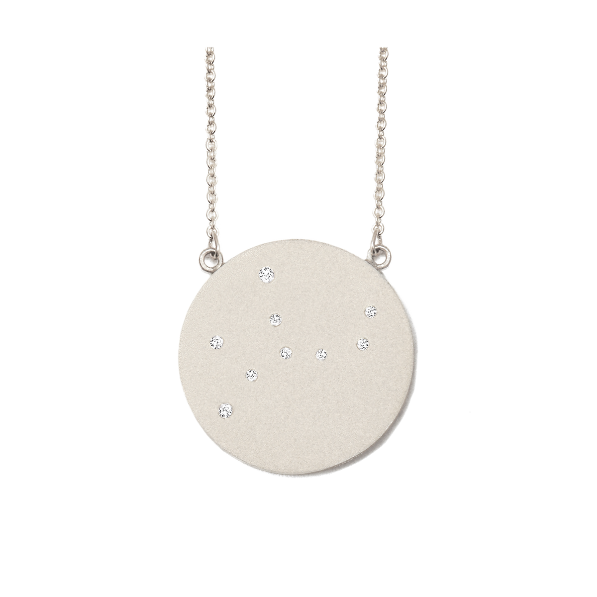 Virgo Constellation Necklace in White Gold, satin finish
