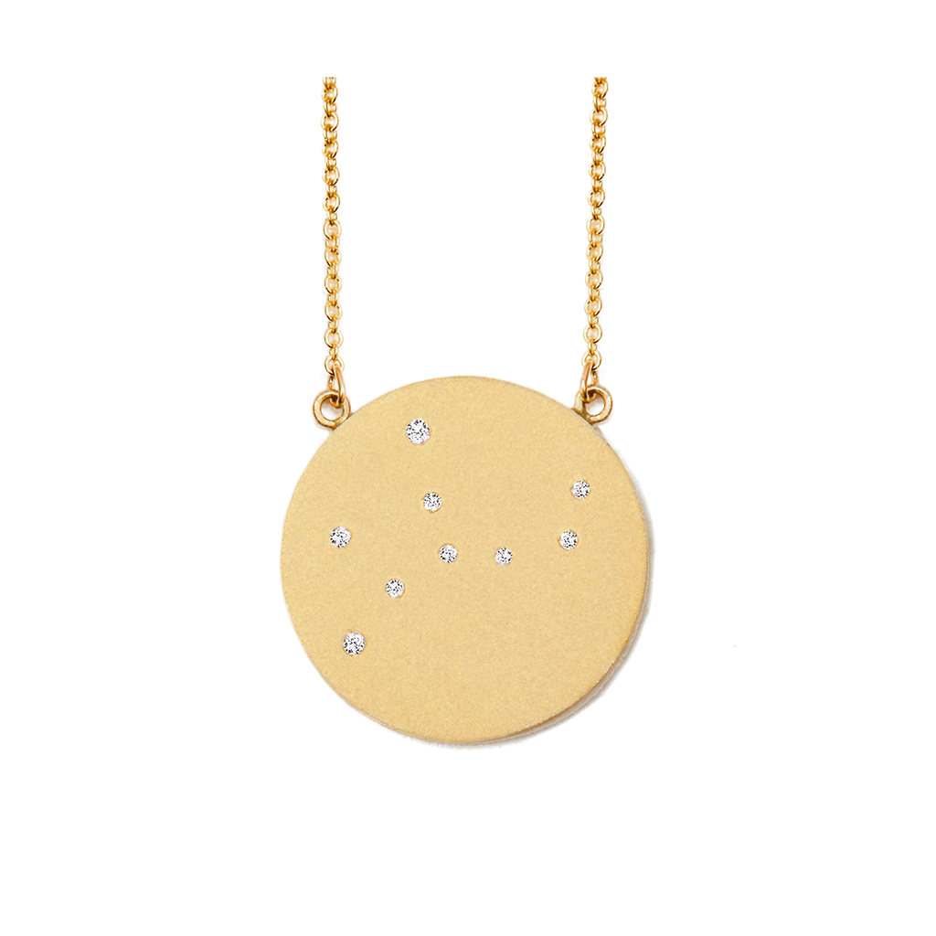 Virgo Constellation Necklace in Yellow Gold, satin finish