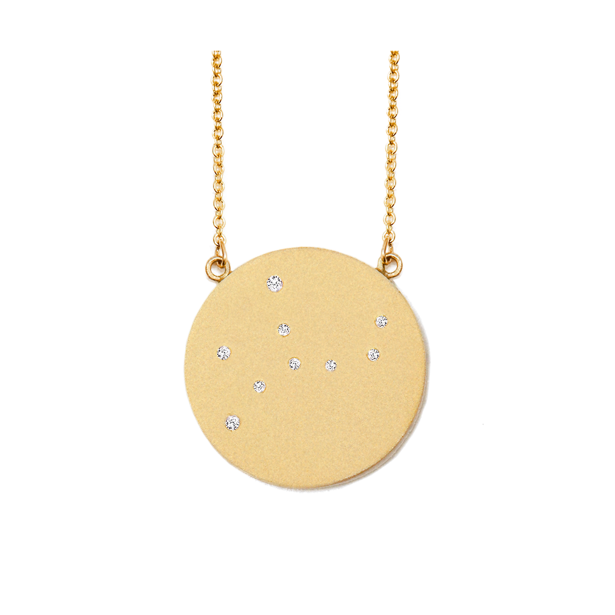Virgo Constellation Necklace in Yellow Gold, satin finish