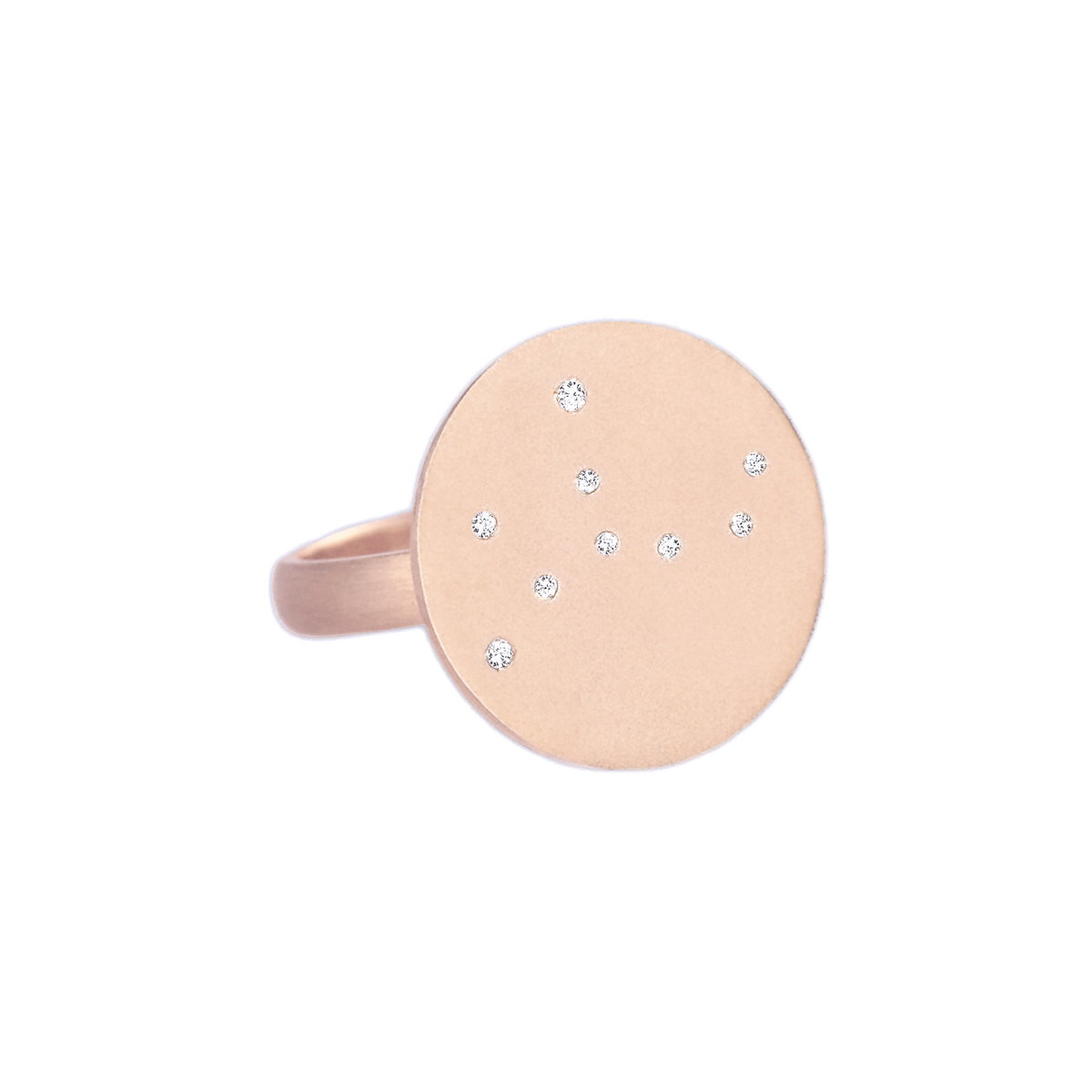 Virgo Constellation Ring in Rose Gold, satin finish