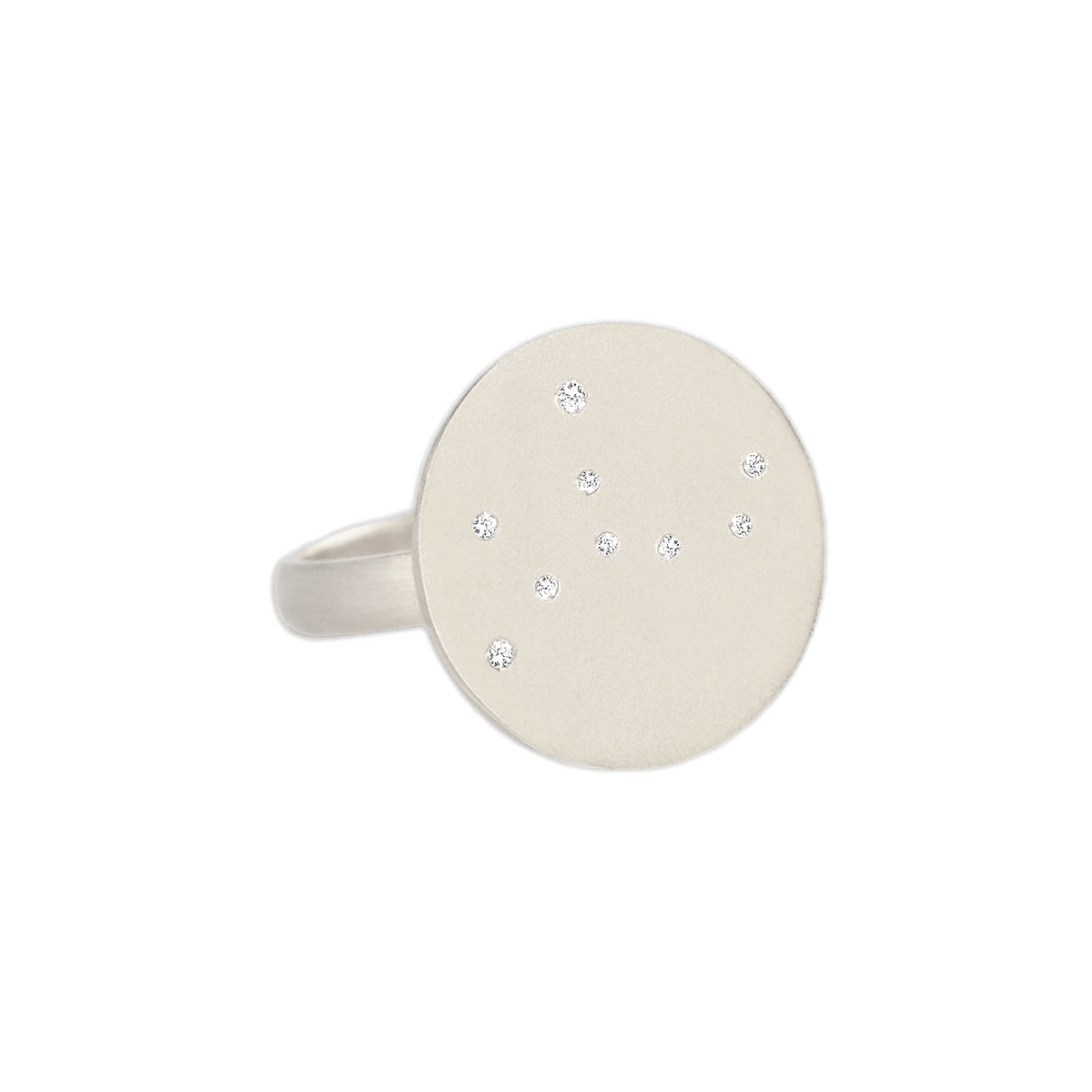 Virgo Constellation Ring in White Gold, satin finish