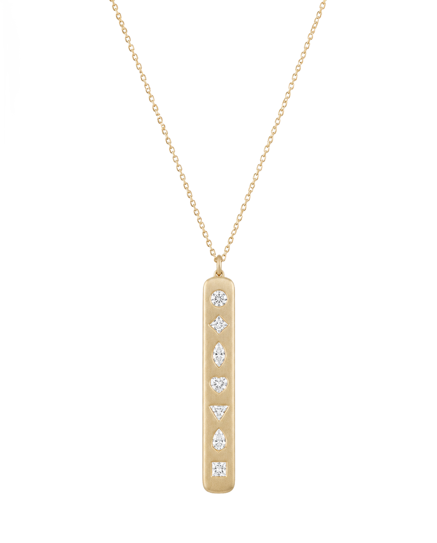 Seven Centers pendant in 18k gold with seven diamond shapes