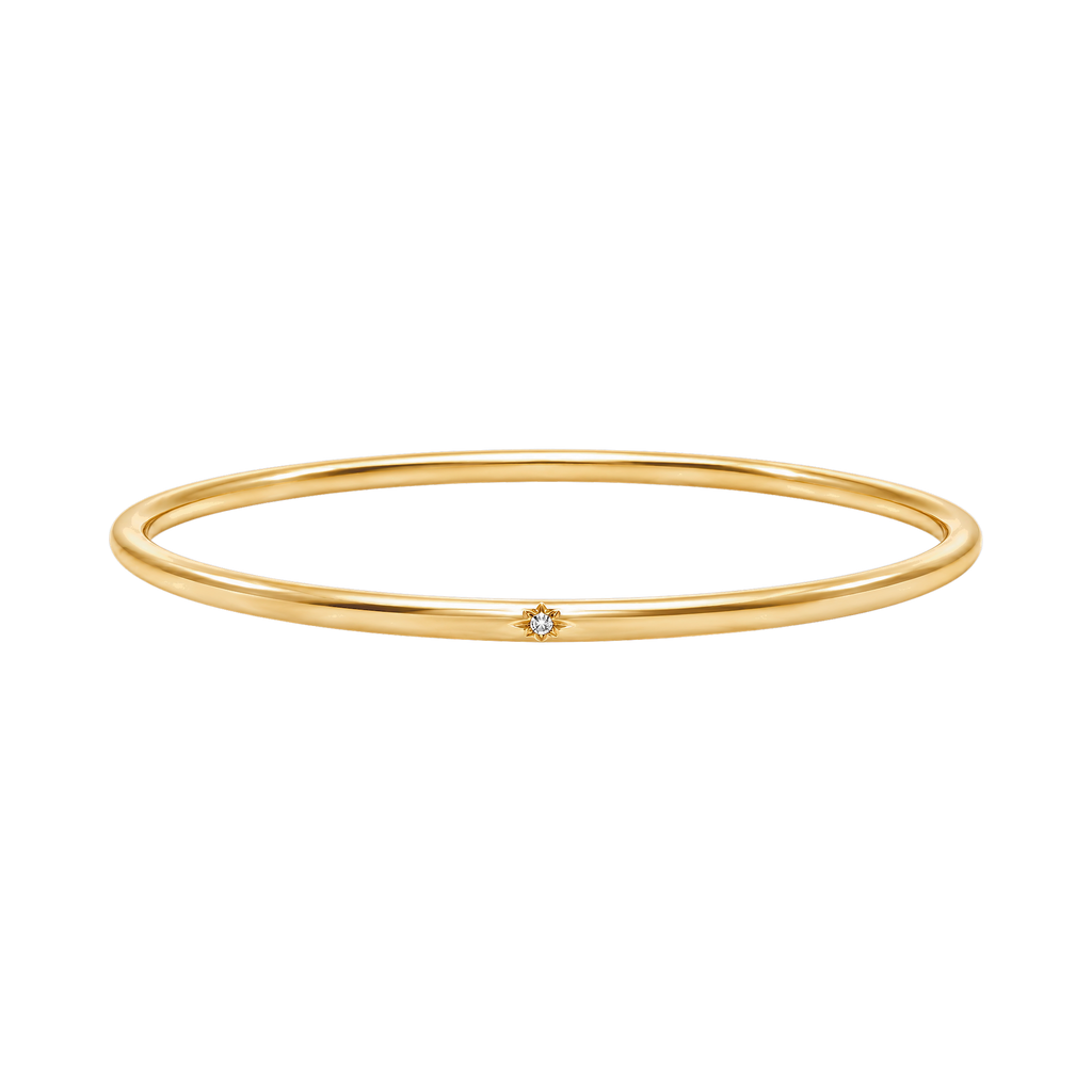 Compass Diamond Bangle in Yellow Gold angled view