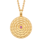 Crown Lotus Diamond Necklace with pink sapphire in Yellow Gold