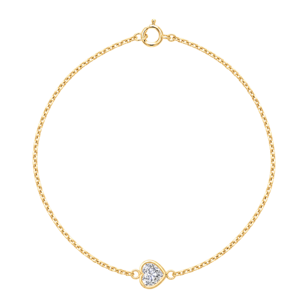 Heart Diamond Solitaire Bracelet in Yellow Gold
