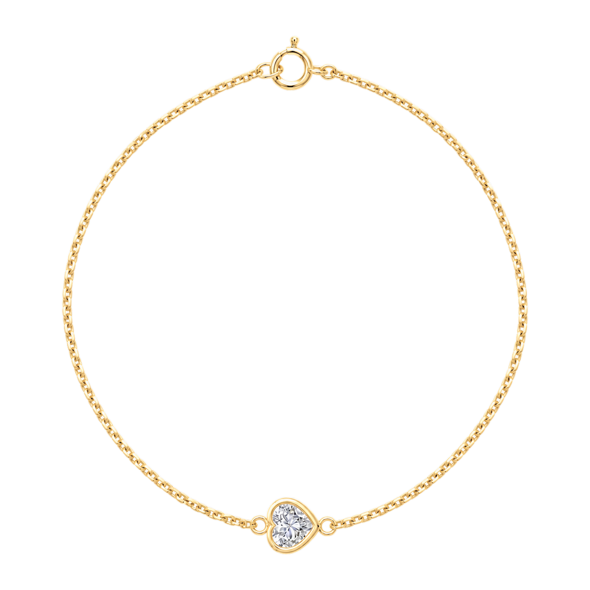 Heart Diamond Solitaire Bracelet in Yellow Gold