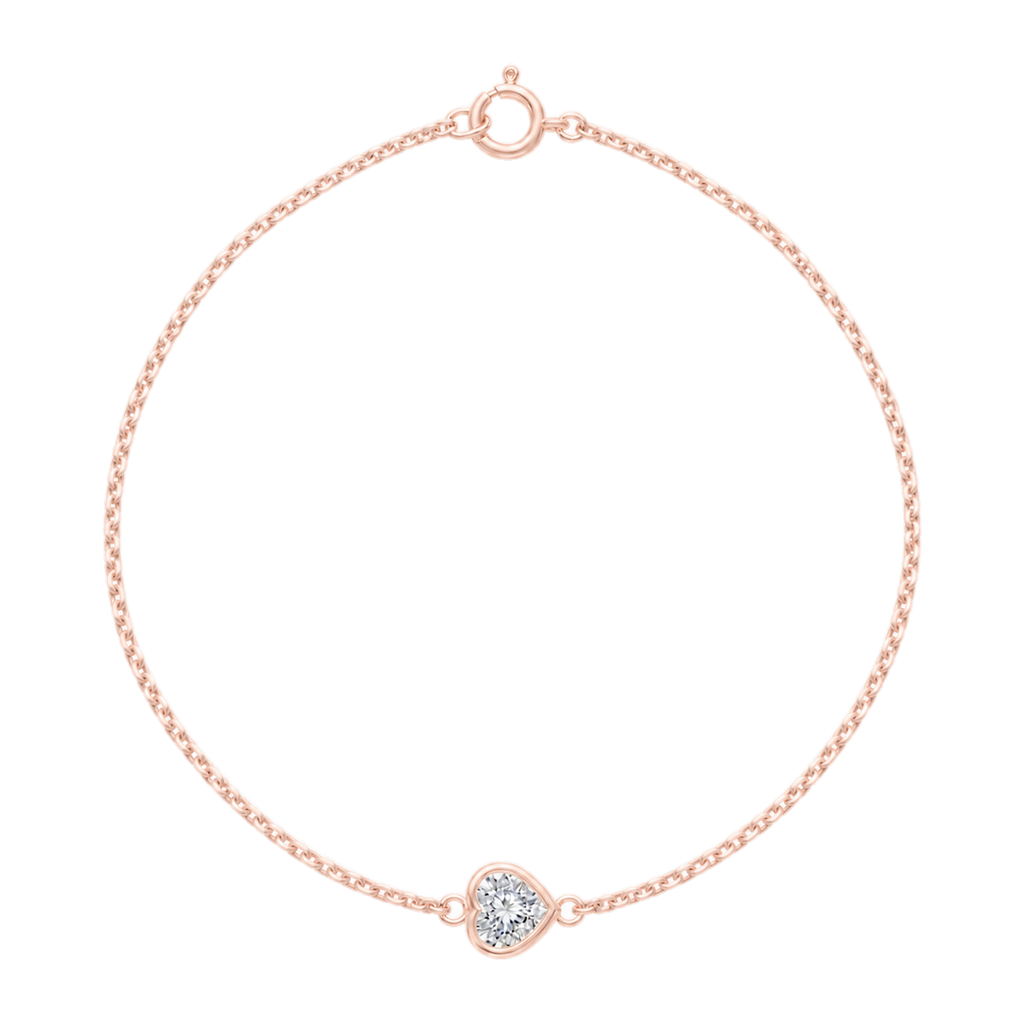 Heart Diamond Solitaire Bracelet in Rose Gold