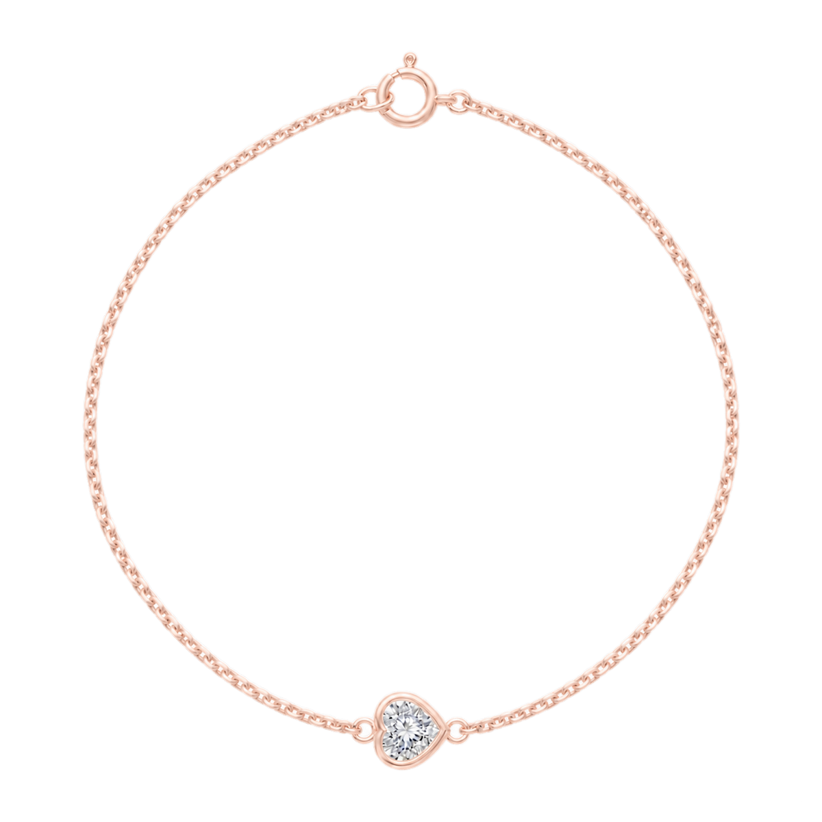 Heart Diamond Solitaire Bracelet in Rose Gold