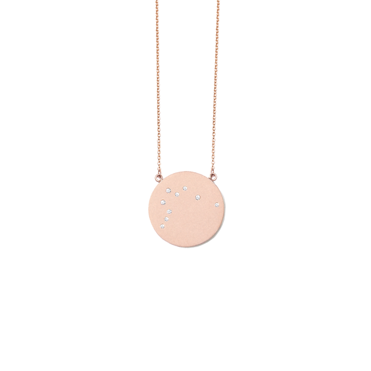 Aquarius Constellation Necklace in Rose Gold, satin finish, full length