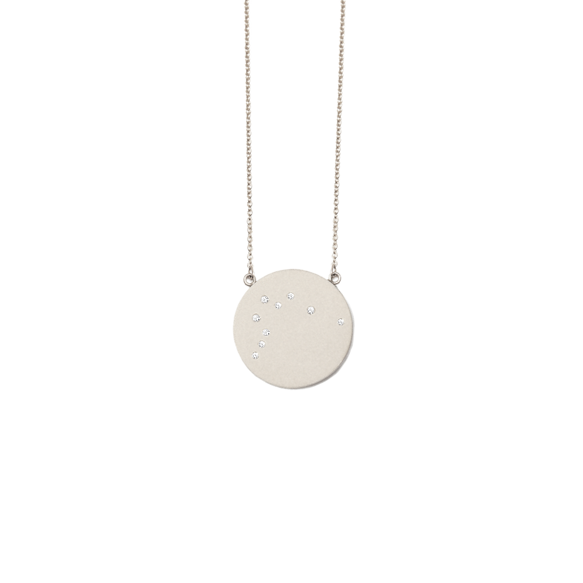 Aquarius Constellation Necklace in White Gold, satin finish, full length
