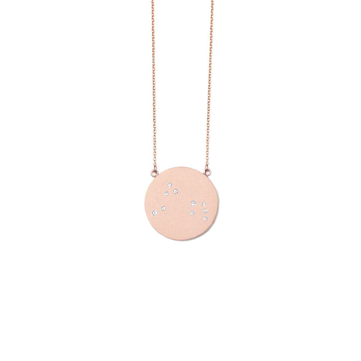 Aries Constellation Necklace in Rose Gold, satin finish, full length