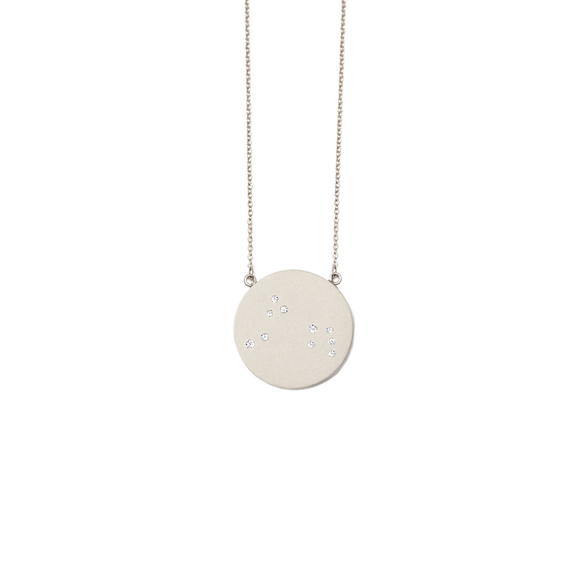 Aries Constellation Necklace in White Gold, satin finish, full length