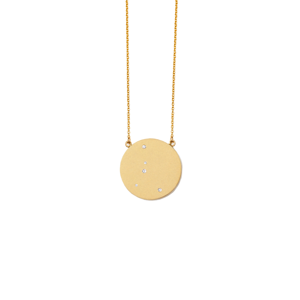 Cancer Constellation Necklace in Yellow Gold, satin finish, full length