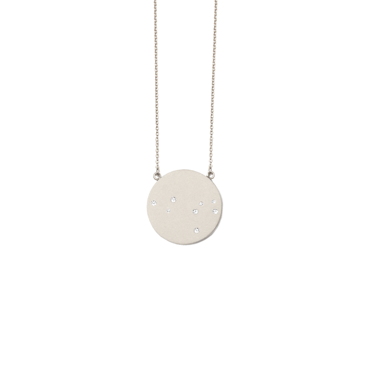Leo Constellation Necklace in White Gold, satin finish, full length