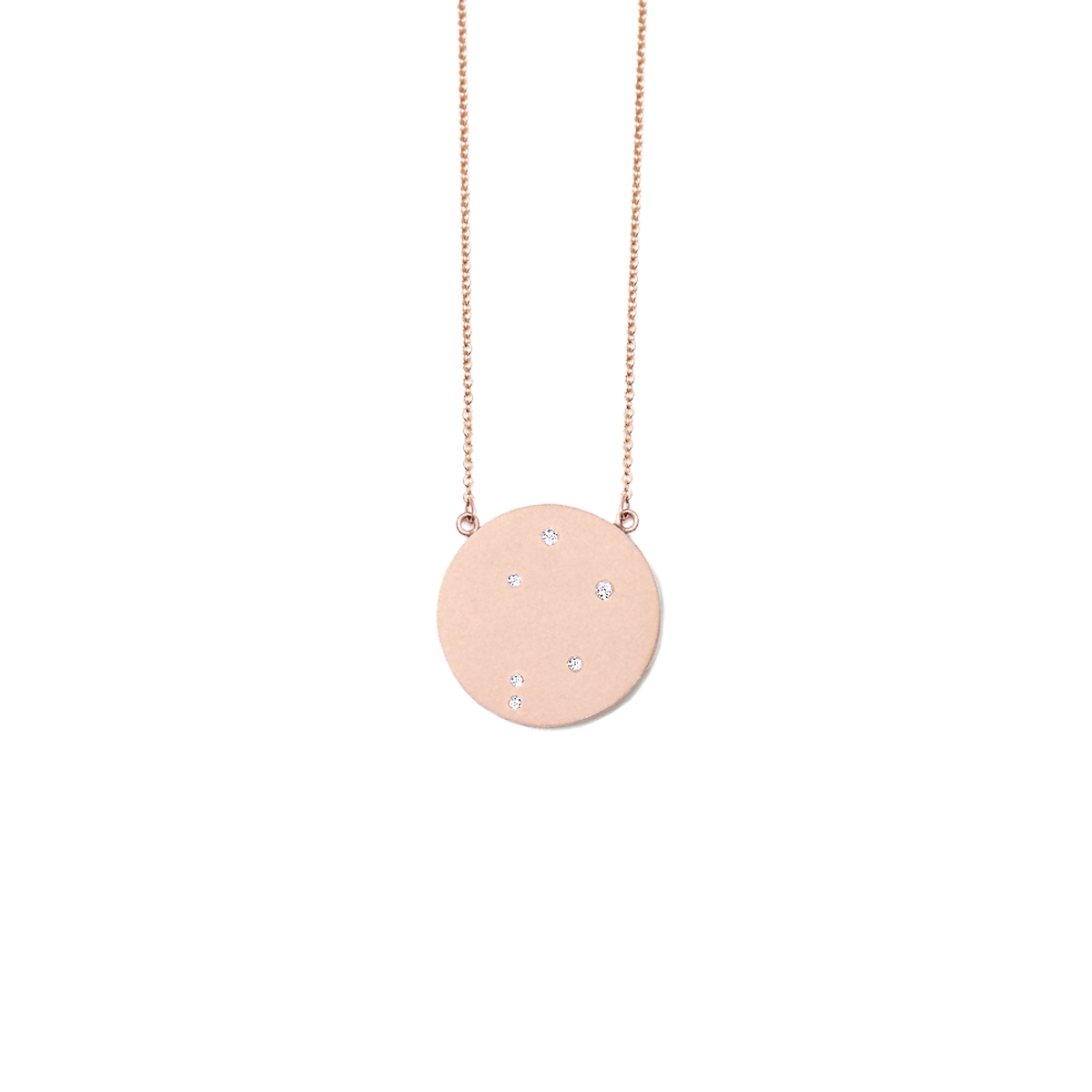 Libra Constellation Necklace in Rose Gold, satin finish, full length