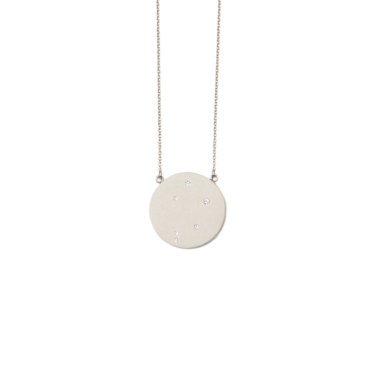 Libra Constellation Necklace in White Gold, satin finish, full length