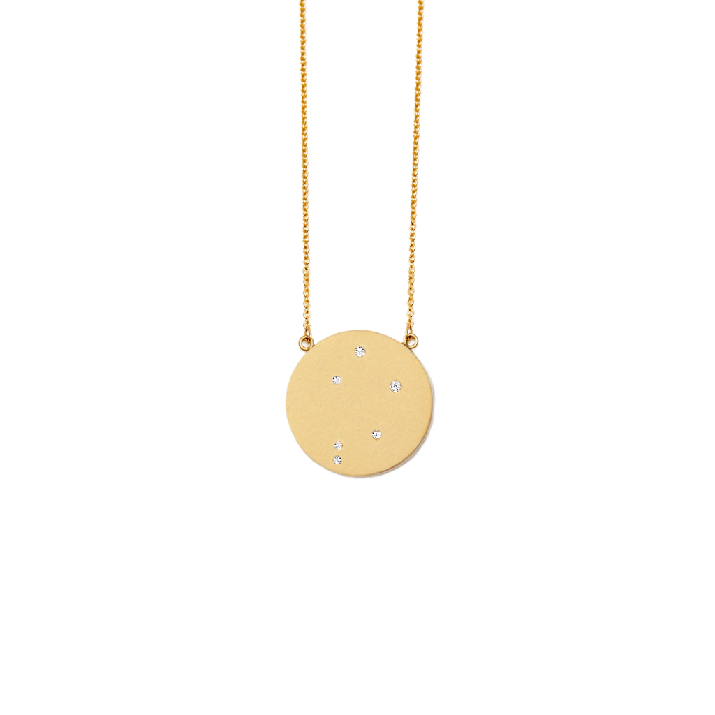 Libra Constellation Necklace in Yellow Gold, satin finish, full length
