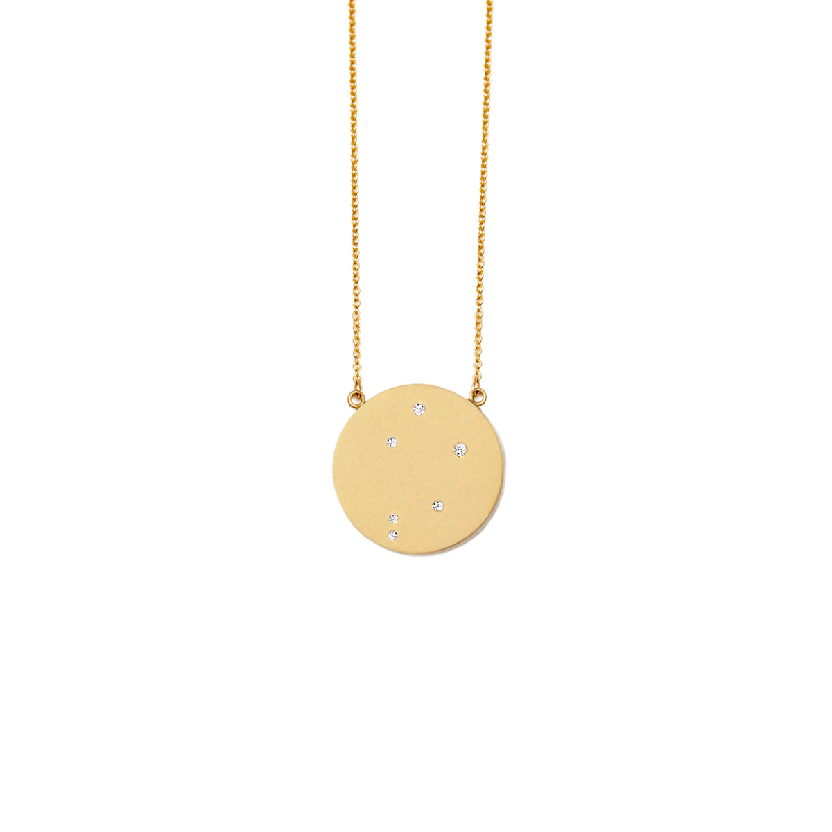 Libra Constellation Necklace in Yellow Gold, satin finish, full length