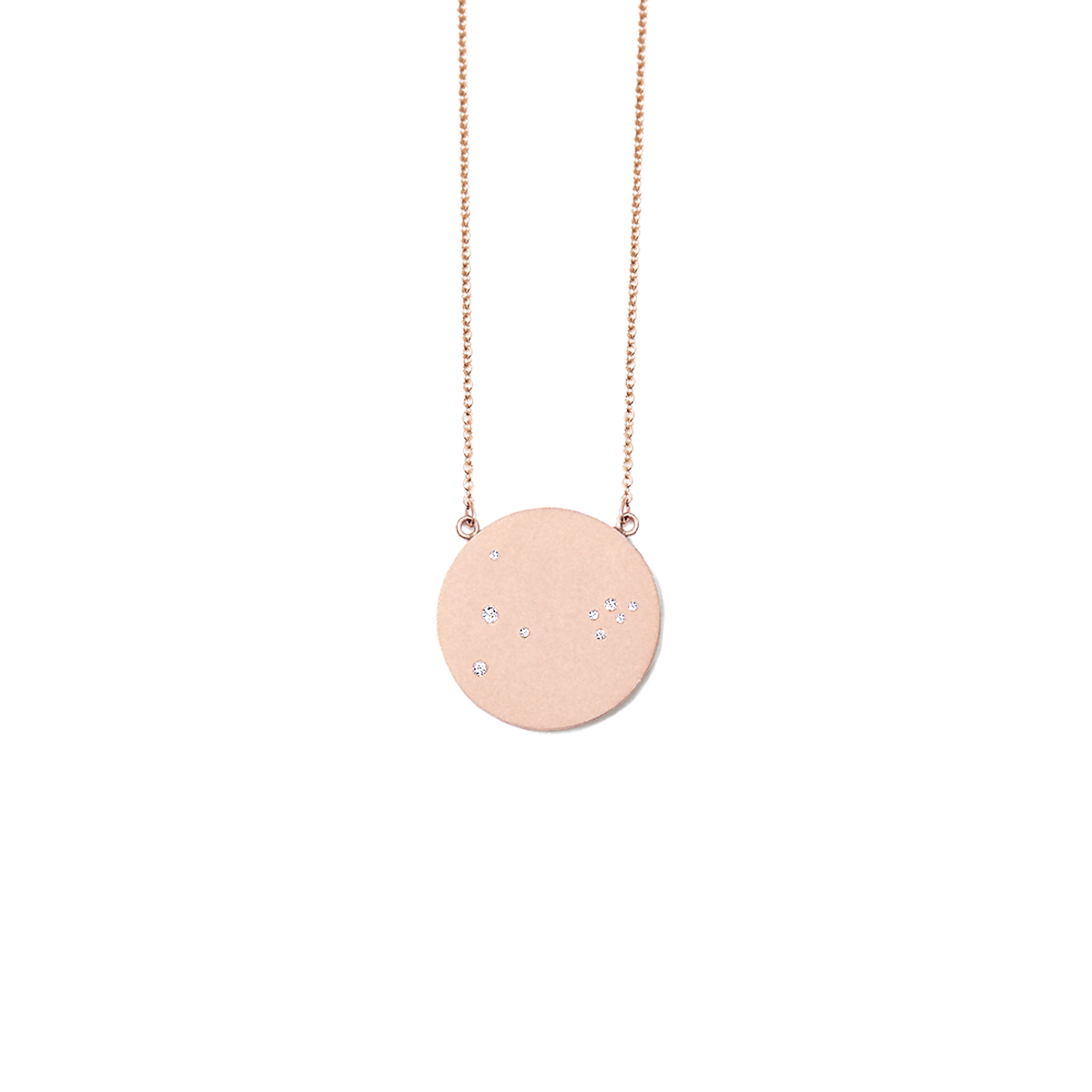 Pisces Constellation Necklace in Rose Gold, satin finish, full length