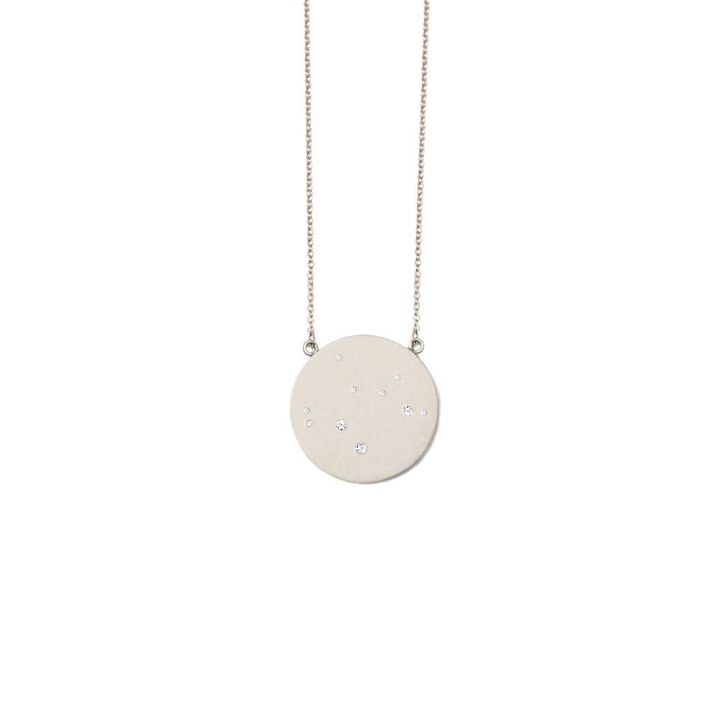 Sagittarius Constellation Necklace in White Gold, satin finish, full length