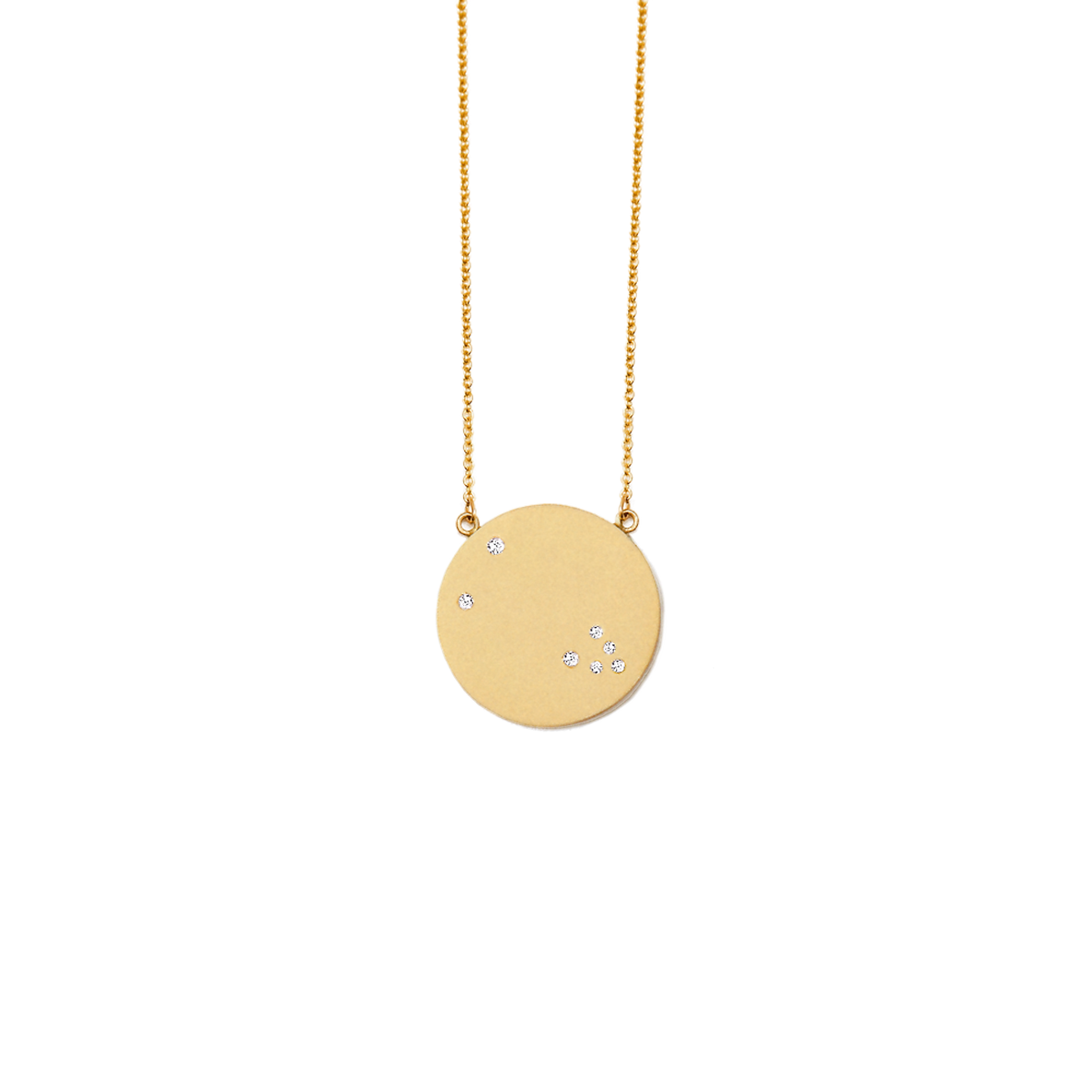Taurus Constellation Necklace in Yellow Gold, satin finish, full length