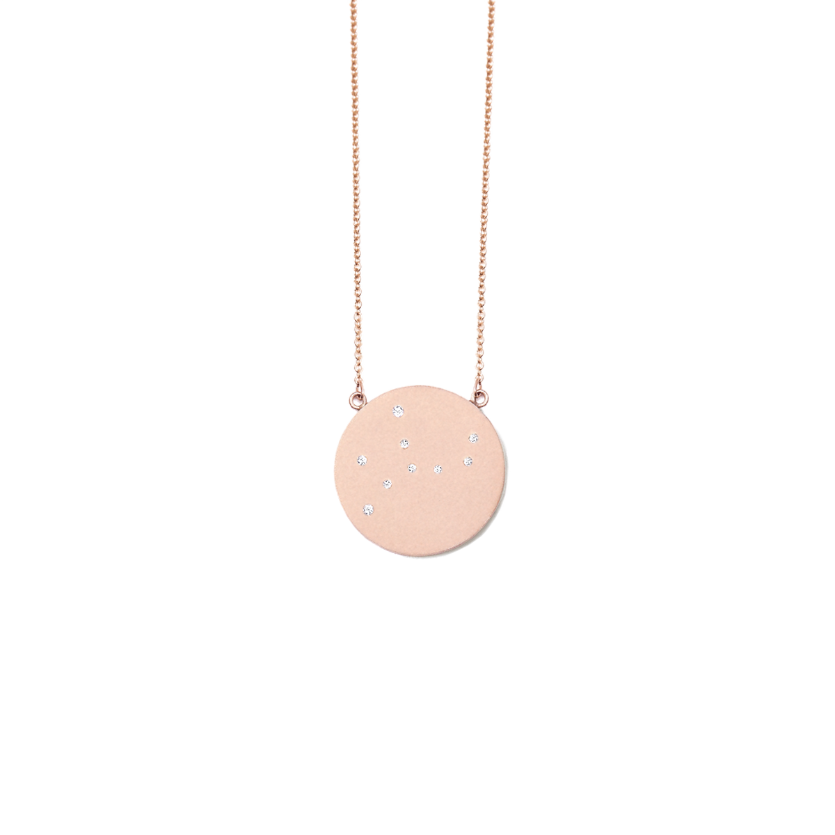 Virgo Constellation Necklace in Rose Gold, satin finish, full length