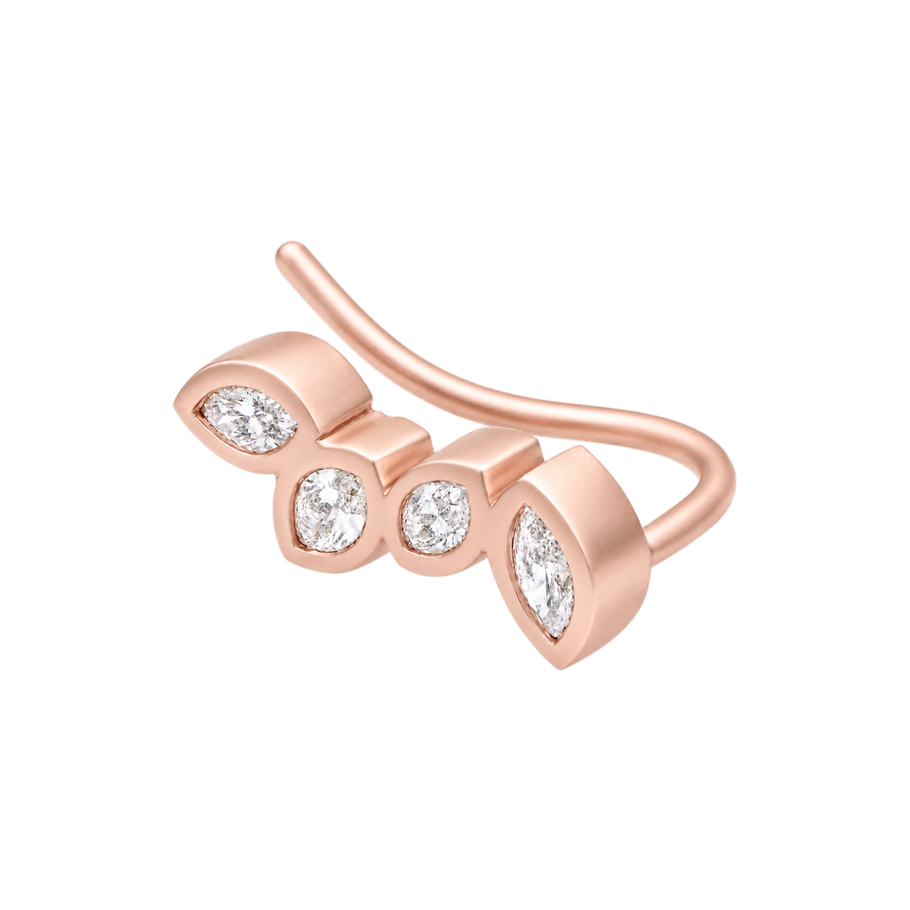 Marquis Diamond Petal Crawler in Rose Gold side view