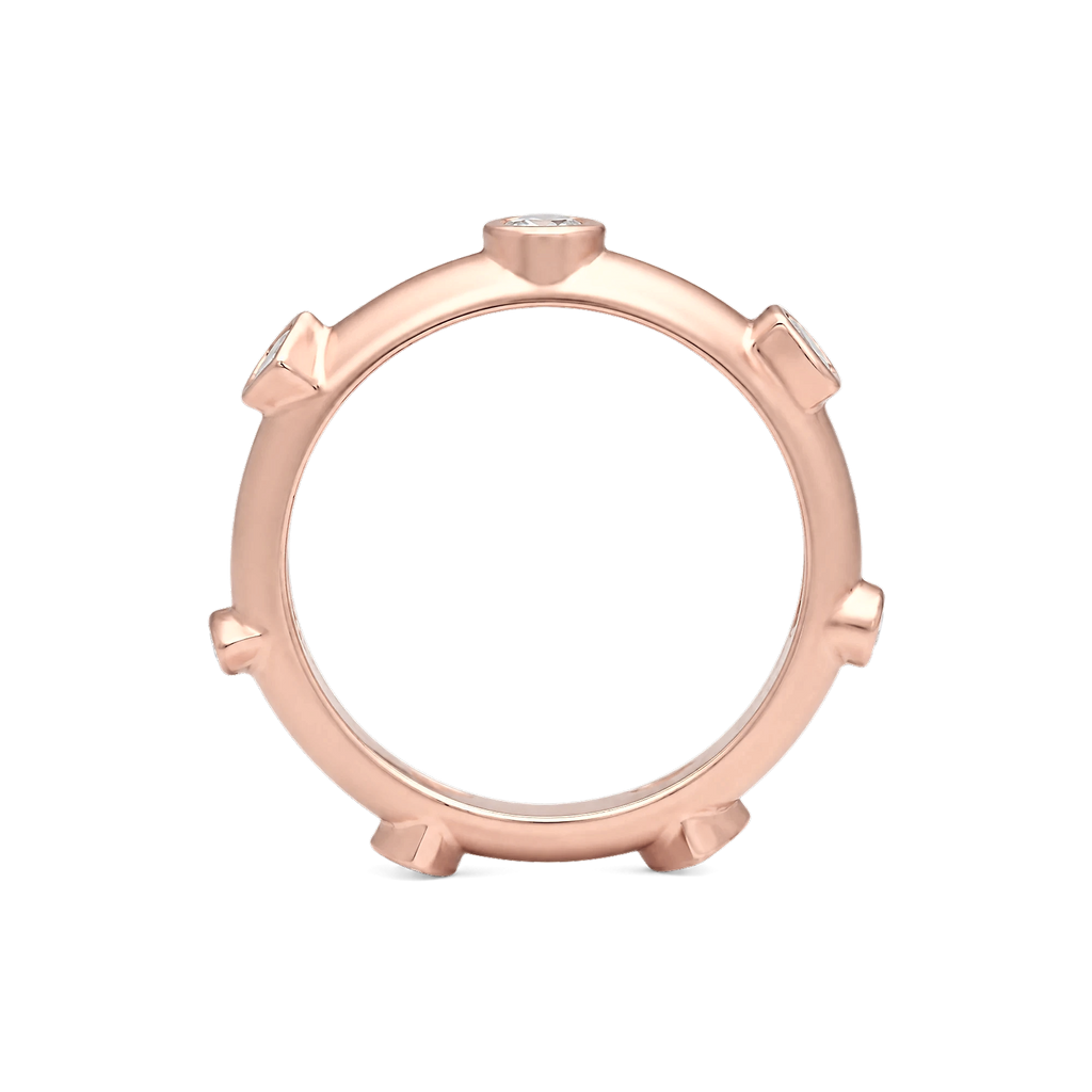 7 Centers Diamond Japa Prayer Ring in Rose Gold top view